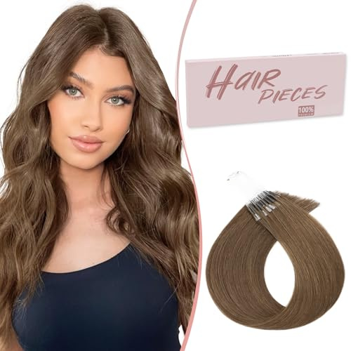 SEGO Bonding Lot de 50 extensions de cheveux humains avec micro-anneau, 1 g/mèche, cheveux vierges à la kératine, pré-collés, 50 cm, marron foncé #2