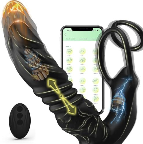 Sumeber juguetes sexuales para hombres vibrador anal para hombres APP control remoto buttplug 9 función de impacto 9 vibración, juguetes sexuales para parejas estimulación de la próstata con anillo de
