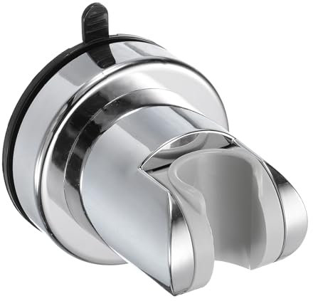 sourcing map Shower Head Holder, Suction Cup Shower Head Holder, Handheld Removable Showerhead and Wall Mounted Suction Bracket (Round, Silver)