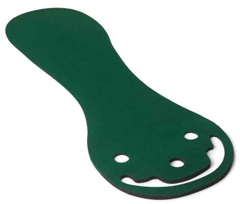Amazon Basics njurformad puttingmatta – golfträningsgreen med 3 hål och bunkrar, för inom- och utomhusbruk, 270 x 86,1cm, grön