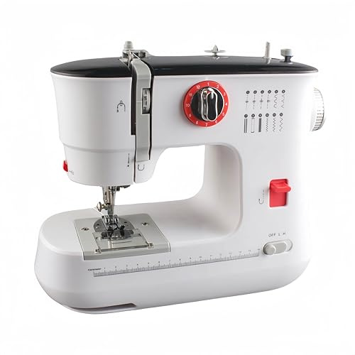 LetCartMaker 519 Dual Thread Sewing Machine with Foot Pedal, 12 Stitch Portable Sewing Machine for beginners, 30.5x13x25.5cm, White
