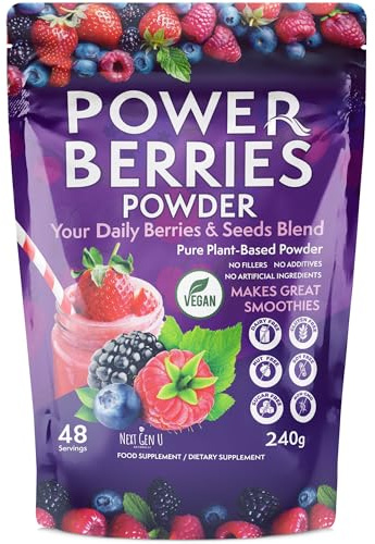 Super Berry Powder - 1 Pack, 240g - Immune Support - Food Supplement - Superfood Berries - Smoothie Mix for Shakes - Healthy Boost for Detox Juice Beverages or Any Drink - by NextGenU