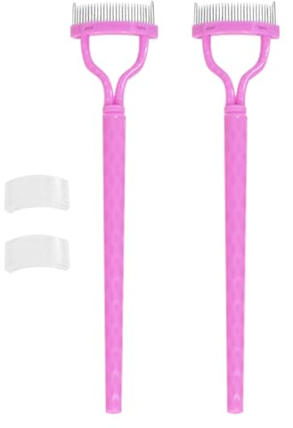 Peine de pestañas de metal, peine de pestañas de ojos,2 paquete de dientes de metal con pestañas formadoras con cubierta - Desfrazar la herramienta cosmética de cejas, suministros de maquillaje para m