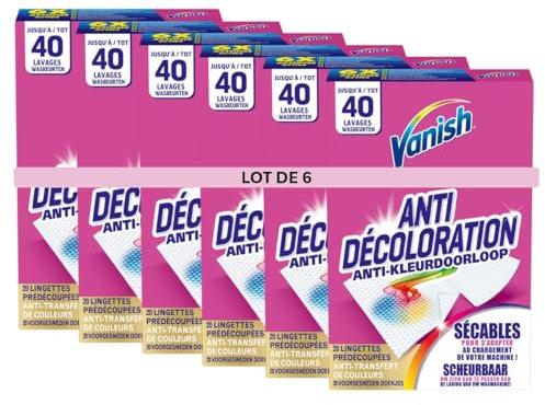 Vanish Lingettes Anti Décoloration - lot de 6 x 20 lingettes
