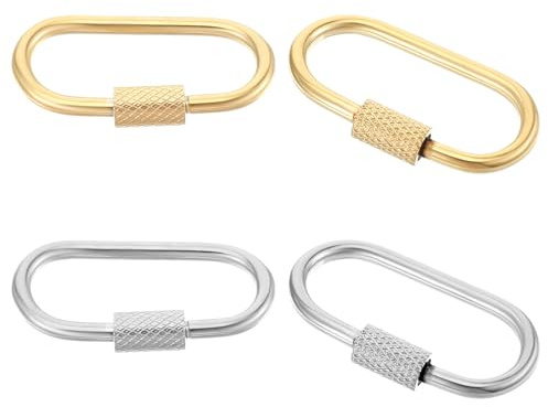 Ouligay - Llavero de latón con cierre de rosca, diseño de mosquetón, color dorado para camping, pesca y senderismo