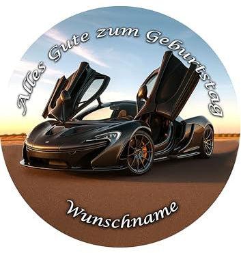 Tortenaufleger essbar Wunschname Auto Sportwagen Ø 20cm 02507 | Tortendeko, Cake Decoration, Fondant, Top Qualität