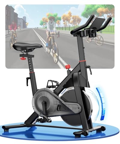 Vélo d'Appartement pour La Maison avec Écran LCD et Application, Vélo d'Exercice d'Intérieur avec Résistance Magnétique Réglable, Capacité de Poids de 136 kg