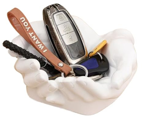 Bandeja para llaves de escultura – Cuenco organizador con forma de doble mano, plato decorativo tallado | Bandeja de almacenamiento de llaves de, organizador de joyas para anillos, aretes