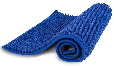 Bestlivings Badematte XXL (Blau) 60x90cm, rutschfest und waschbar - extra saugstarker Badezimmerteppich - Flauschiger Badvorleger, schnelltrocknender Duschvorleger