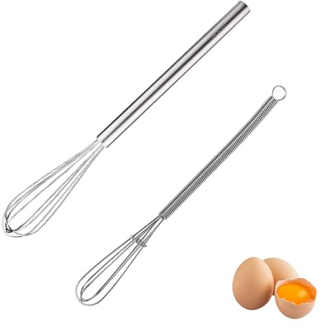 2 Stück Schneebesen Klein,Mini Schneebesen Edelstahl,Whisk Rührbesen für Mischen,Rührbesen Klein für Quirl Küche,Multifunktional,Haltbar,Zum Rühren Von Eiweiß,Sahne,Teig,Küche,Backen,Tägliches Kochen