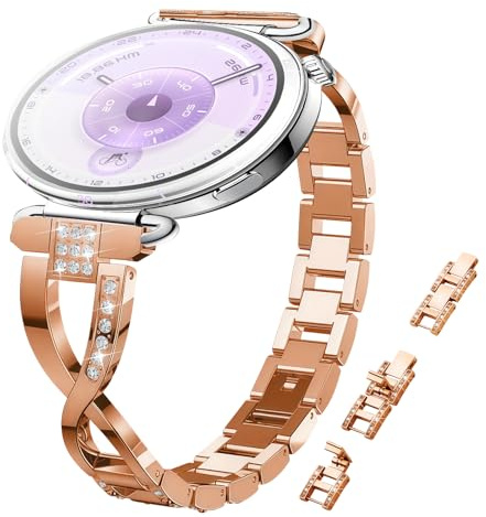 KeHowy 18 mm metallrem för Huawei Watch GT 6 41 mm/GT 5 Pro 42 mm/GT5/GT4 41 mm, elegant enkel kedja metallarmband, kvinnor bling rostfritt stål klockarmband för Huawei Watch 5 42 mm