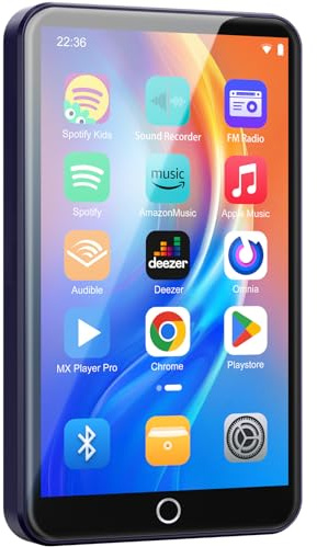Fanvace Lecteur MP3 80 Go avec Bluetooth et WiFi, 2000 mAh Lecteur MP3 MP4 avec écran Tactile 4 et Haut-Parleur, lecteurs de Musique Android avec Spotify, Amazon Music, Play Store
