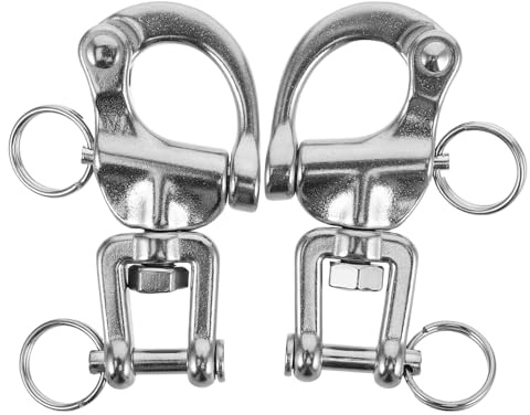 Gatuida Lot de 2 Manilles D'accastillage Pivotantes en Acier Inoxydable 316, Mousquetons Marins à Dégagement Rapide, 70 Mm, pour Gréement de Voilier et Navigation de Plaisance