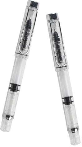 Beavorty Bolígrafo de Tinta de Pistón 0,5 Mm 2 Unidades, Recargable Sistema de Llenado por Émbolo, Tinta Líquida para Oficina, Escuela y Uso Portátil, Bolígrafo Gel de Varios estilos