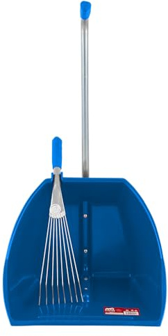 Red Gorilla 80cm Big TIDEE with Short Metal Rake Horse Manure Shovel Scoop Multi Purpose Large Lightweight Dustpan for Paddock Stable Horsebox Equestrian or Garden Waste Leaf Rake (Blue)