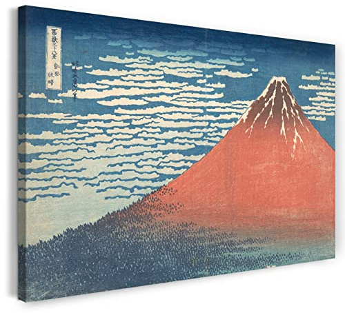 Printed Paintings Leinwand (120x80cm): Katsushika Hokusai - Südwind, klarer Himmel (Gaifū kaisei)