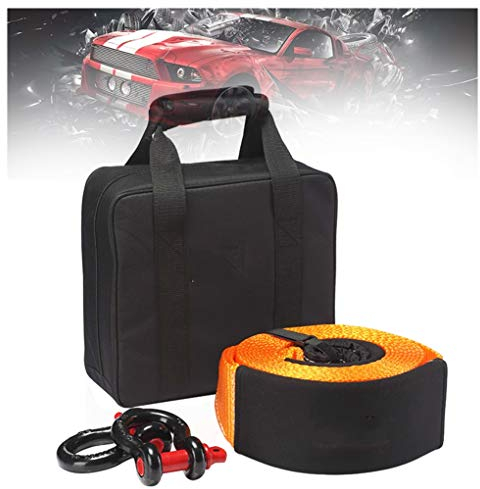 PKW PLUS Abschleppseil 6m / 16t, Hochleistungs Abschleppgurt 4x4, Nylon Abschleppgurt, mit 2 Sicherheitshaken und Aufbewahrungstasche, für Auto/SUV/Landwirtschaftliches Fahrzeug/Schiff