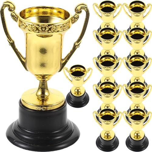 TOYANDONA Gold-Trophäen, 12 Stück, praktische kleine Trophäen, Tischdekorationen, Belohnungen für Kinder, Requisiten, Preise, Spiele, Schule, Feldtag für Jungen und Mädchen, Geschenk