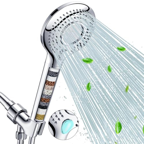 FEELSO Filtered Shower Head with Handheld, High Pressure 3 Spray Mode Showerhead with 60 Hose, Bracket and 15 Stage Water Softener Filters for Hard Water Remove Chlorine and Harmful Substance