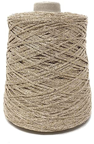 Rocca 500 grammi 850 metri per Lavoro a Maglia e uncinetto Ferri 5-6 Misto Cotone Viscosa Lurex made in italy alta qualità (Sabbia Dorata)