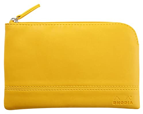 Rhodia 116548C - Rhodiarama pochette zippé en simili cuir italien - taille S (11x17 cm) JONQUILLE