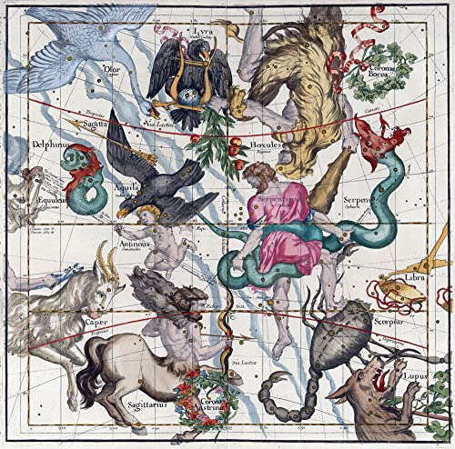 Ignace Gaston Pardies 1693 Antike Himmlische Karte - Teller 5 - Papier (80 x 80 cm)