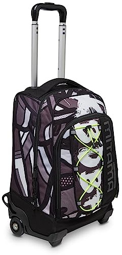 Mitama Schulranzen mit Rollen, Dr Trolley, 2 in 1 Schulrucksack, mit Trinkflaschenfach, 1.-4. Klasse, Kinder, grau