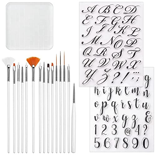 Sueooudh Alphabet Cake Stamp Tools,Letter Fondant Stamps with Decorating Brushes,Numbers Fondant Mold for Cookie Cake Decorating