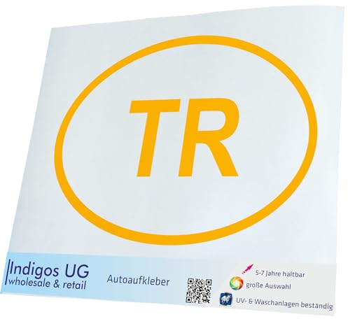 INDIGOS UG Auto Aufkleber Auto - 200x138 mm - Türkei TR - gelb - Selbstklebender Sticker für Auto, Fenster, Bus oder LKW - UV-beständig & wetterfest