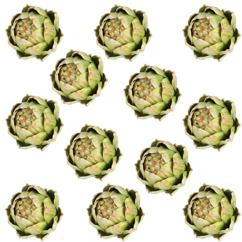 Timgle 12 Pcs Green Artificial Artichokes Fake Vegetables and Fruits for Summer Kitchen Wedding Bowl and Vase Decorations (Large)