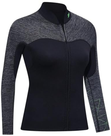 Veste de Combinaison en NéOprèNe de 3 Mm pour Femmes et Hommes, Veste à Manches Longues avec Fermeture éClair Avant pour Rester Au Chaud Lors De La PlongéE en Eau Froide, Le Surf,Women2,S