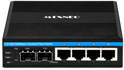 Commutateur Ethernet Industriel Din Rail 4 Ports géré Gigabit avec 2 Ports SFP, VLAN, ERPS, QoS, Commutateur réseau ip40 géré par Le Web (- 40 à 176 °F)