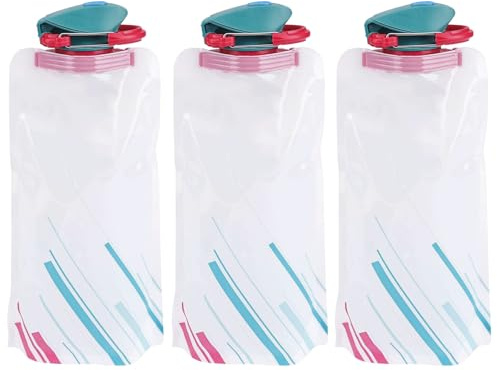 Catelves 3 Faltbare Trinkflaschen 700 ml für Festival und Reisen, Weiß | Aus flexiblem PE, leer flach zusammenfaltbar, mit Schraubverschluss und Trageschlaufe für platzsparenden Transport