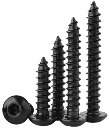Runxingfu M4/5/6 Selbstschneidende Schrauben Sechskant-Steckschlüssel Rundkopf Holz-Schrauben Schwarz 8.8 Klasse Kohlenstoffstahl Maschinenschraube für DIY Holzbearbeitung Hardware