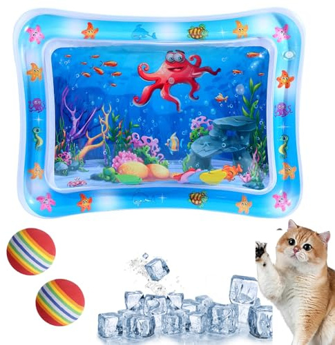 Wasserspielmatte Für Katzen, Wassermatte Katze, Wasserspielmatte Katze,Wassermatte Für Katzen, Summer Cat Water Mat, Aqua Matte Katze, Aqua Miez Katzenmatte, Katzen Wasserspielzeug (I:50 * 70cm)
