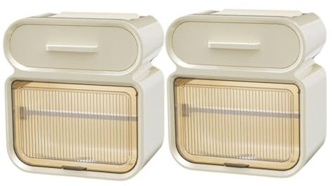 RORPOIR 2-teiliger Toilettenpapierhalter für Badezimmer Doppel-Organizer-Box Wandmontage Taschentuchbox und Aufbewahrungsbox Haken cremeweiß