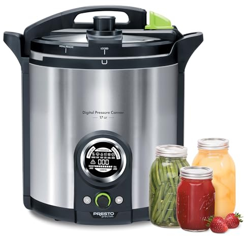 Presto 02152 17-Quart Digital Pressure Canner - Digital Display, Waterbath Capable, 10 Built-In Safety Features, Recipe Book, Stainless Steel