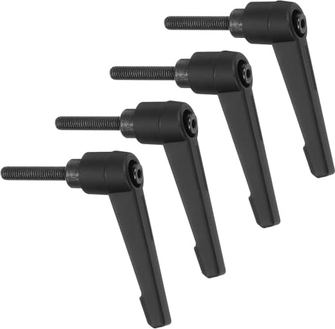 QUARKZMAN 4Pcs M5 X 25mm Manijas Ajustables de Perilla con Rosca Macho Botón de Empuje Trinquete de Liberación Rápida Perno Giratorio para Maquinaria de Torno, Negro