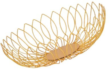 Amosfun Fruit Baskets for Kitchen Iron Material Gold Fruit Bowl Snack Holder Decorative Storage