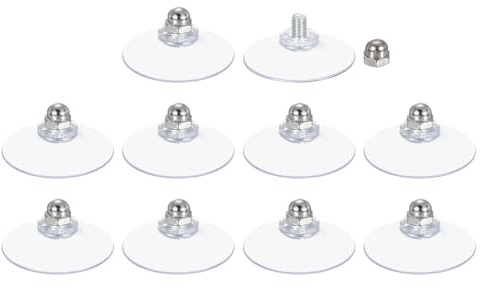 QUARKZMAN 10 Packs Saugnäpfe für Glas 40mm/1,6 Durchmesser Transparente PVC-Fensterglas-Saugnapf-Pads mit M6 x 8mm Schraube für Fenster Badezimmer Tür Glaswand Auto Sonnenschutz