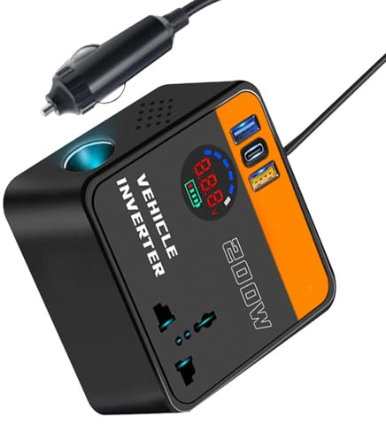 Convertitore auto DC AC, inverter di guida automobilistica,Display digitale del convertitore di presa auto - Inverter auto in reale 12 V/24 V DC a 110 V/220 V AC per berli