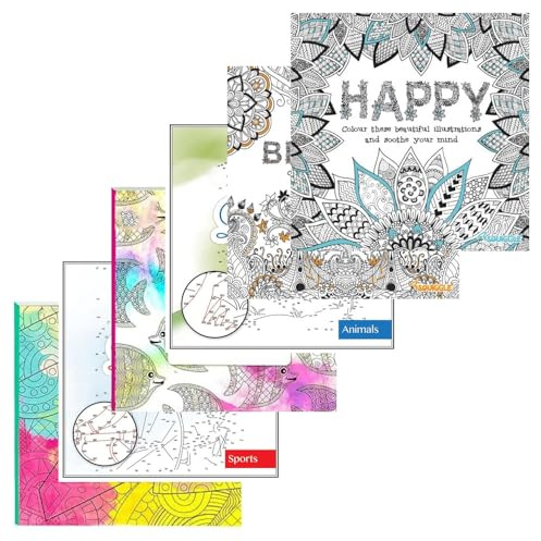 Sixstore Malbücher für Erwachsene, Set mit 6 Büchern, 180 Designs, Tiermuster, schöne und glückliche fortgeschrittene Illustrationen, Punkt-zu-Punkt-Sport, Tierbücher, Achtsamkeit und Entspannung,