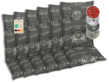 GO-DE Textil Bequeme und attraktive Polsterauflagen für Mittellehner-Gartenstühle (6er-Set, Stempel anthrazit, Mittellehner)