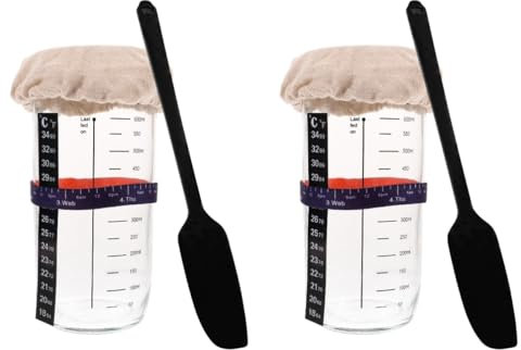 PRETYZOOM 2 Sätze Gärtank mit Waage fermentier behälter marmeladegläser marmeladengläser deckchen Marmeladenglas Plätzchen Sauerteig Korb verschlossenes Vorratsglas Silikonschaber Papier