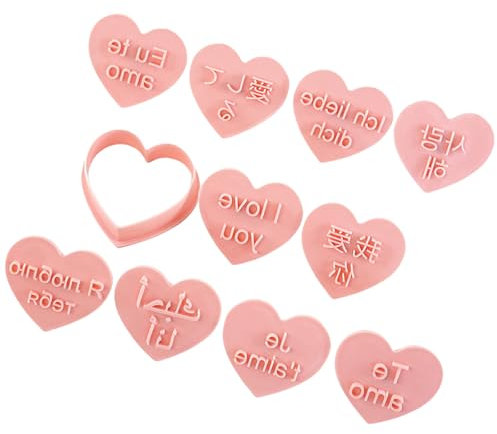 10 sellos de galletas elegantes con texto en inglés I Love You para expresar amor a través de postres hechos a mano