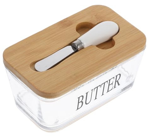 Hemobllo Caja De Mantequilla Con Tapa De Bambú Recipiente Para Almacenar Mantequilla Cierre Hermético Para Refrigerador y Cocina
