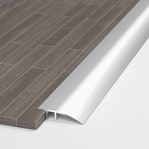 Schwellenrampe, Aluminium, Türschwelle, Einspannband, Übergangsprofil, geeignet für Steigungen von 6 – 12 mm (Silber, 1 m × 4,3 cm)