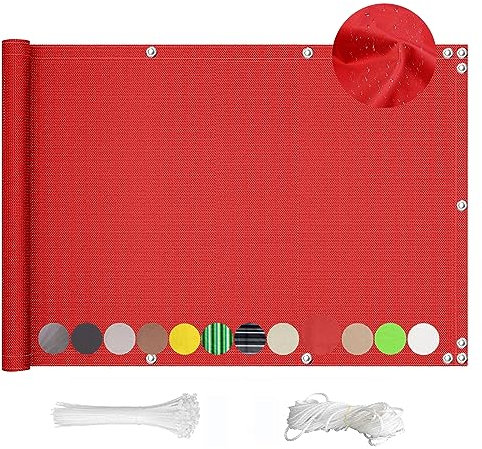 120x500 cm Balcony – Weatherproof UV Protection Cover for Garden & Balcony Cladding – Durable Stylish Outdoor Privacy Solution – Red