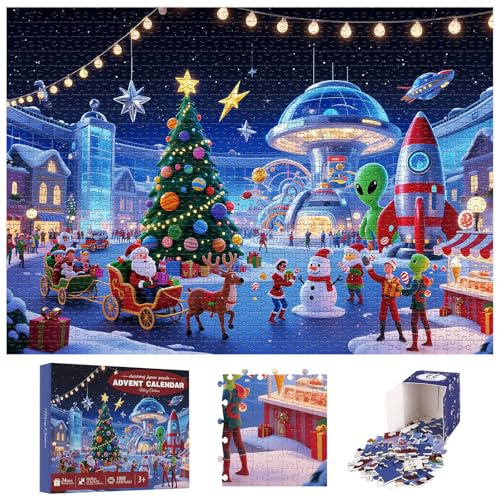 Advent Calendar 2025 Jigsaw Puzzles for Adult Kids Toys 1008 Pieces Jigsaw Puzzles Christmas Birthday Gifts for Women Men Boys Girls