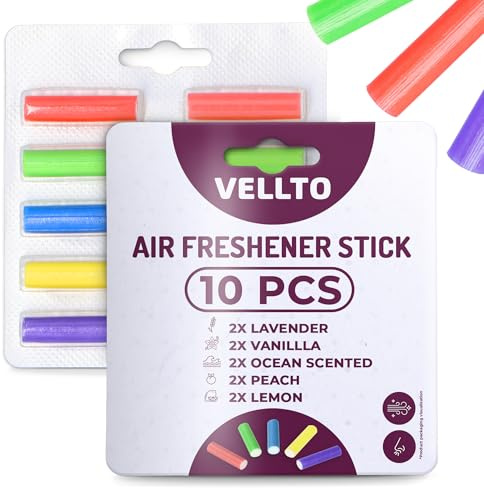 Vellto 10x Staubsauger Duftstäbchen Duft Set Duftsticks Duftperlen Frischeduft Deo Kleiderschrank Schuhe Auto Parfum Zitrone Meeresbriese Lavendel Vanille Pfirsich